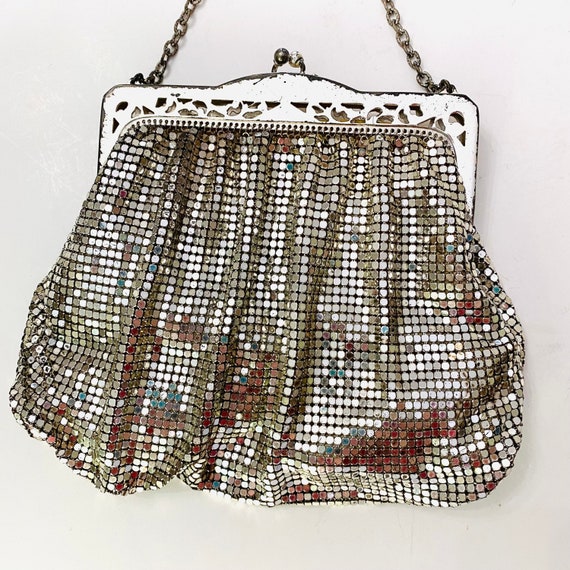 Vintage Whiting and Davis Purse Mesh Bag Silver S… - image 2