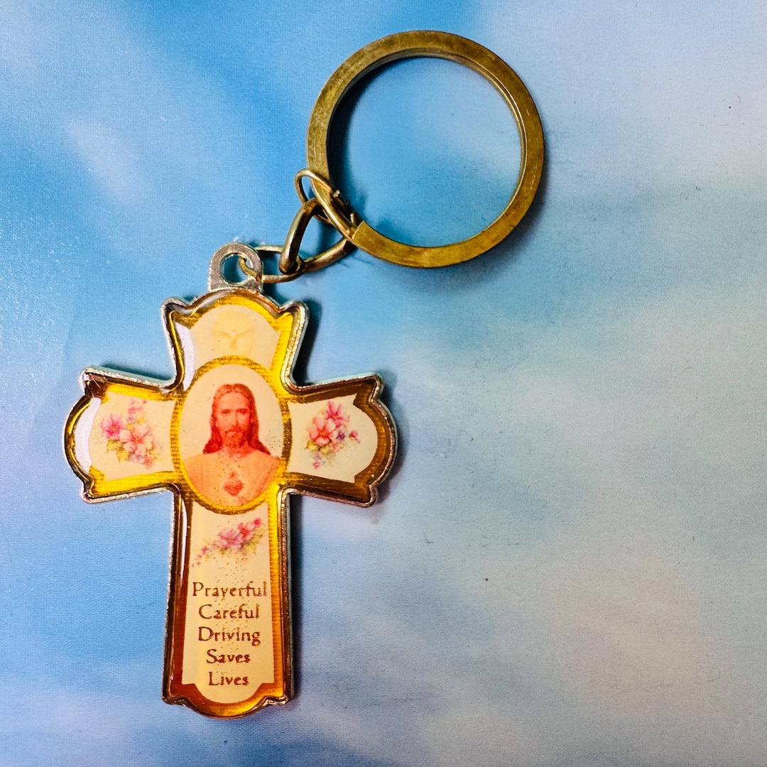 Religouse Keychains Vintage Religious Keychain Driver's Prayer Jesus Keychain Gift Sacred ...