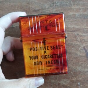 Vintage Fosta Cigarette Case Tortoise Smoky Positive Seal Your Cigarettes Stay Fresh Made in USA 50's 60's Mid Century Smokes Hard Case