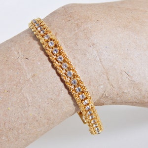 Vintage Bracelet Austrian Crystal Bracelet in Box Vintage Jewelry Christmas Gift Gold w Rhinestones Crystals
