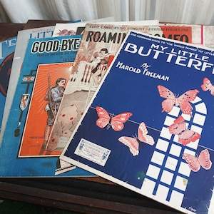 Antique Sheet Music Pick From Gorgeous Graphics Early 1900&#39;s WWI - Butterfly - Friends - Wedding - France - Paper Ephemera