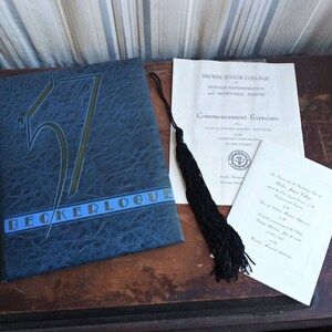 Vintage Yearbook 1957 Beckerlogue Becker Junior College Plus Invitation, Program, Tassel 50&#39;s Mid Century College Photos