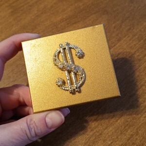 Vintage Money Clip Compact Rhinestone Dolla Sign Pocket Money Holder Hard Case Wallet 50's 60's Mid Century Moda Unisex Bling