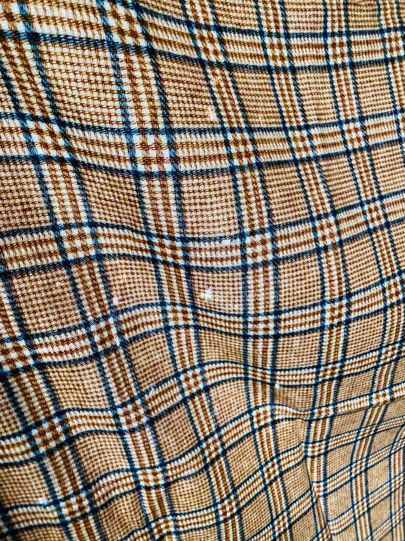 Wool Plaid Fabric Beige Tan Gray Tartan Medium Weight 1.86 yards image 9