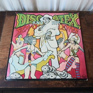 Vintage Vinyl Record Album Disco Tex & His Sex-O-Lettes Monti Rock III 70&#39;s Disco Dancing Music Fashion Colorful Psychedelic Illustration