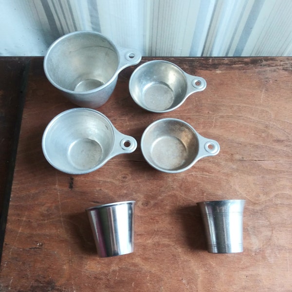 PICK From Vintage Measuring Cups Aluminum Cup Set or Different Shot Glasses