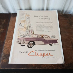 Vintage Automobile Advertisement The 1955 Clipper Packard Craftsman Lilac Purple Cadillac 50&#39;s Mid Century Magazine Car Ad Graduation r