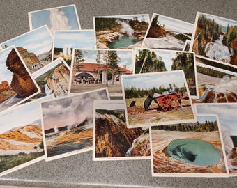 Collection 18 Vintage Postcards Yellowstone National Park Pictorial Postcard Series 150 - 167 SB Co. Denver Sanborn Souvenir RPP Nature Set