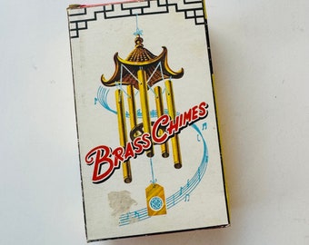 Vintage Brass Wind  Chimes in Small Light Sound original Box from Bahamas Souvenir