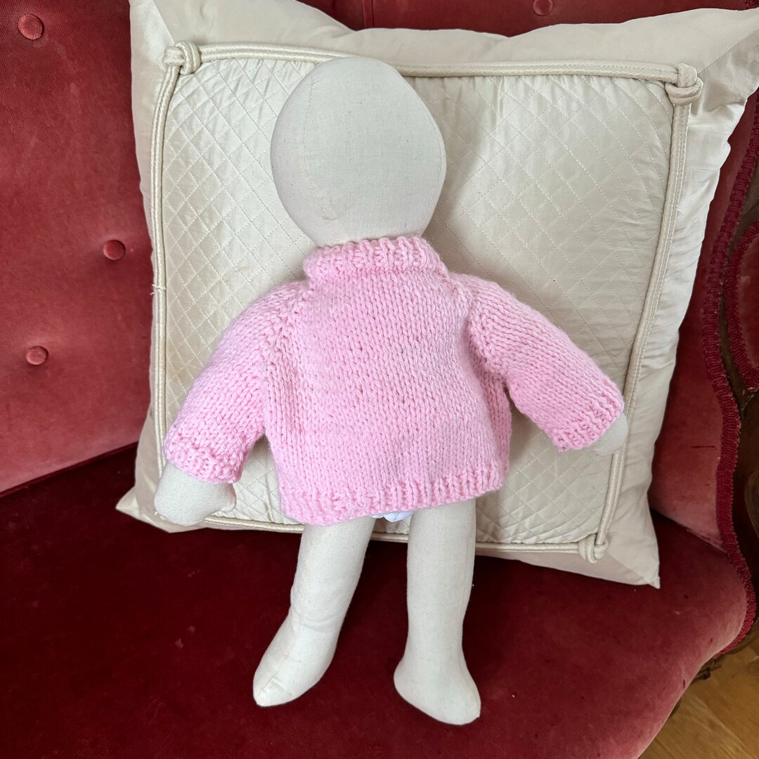 Hand Knitted Pink Doll Sweater Handmade Baby Girl Pullover Sweater ...