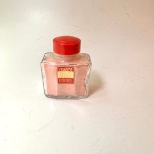 Vintage L&#39;Aimant by Coty Pink Powder Sachet 1.75 oz. Glass Bottle Full 1940s Perfume