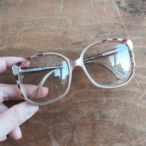 Vintage Eyeglasses Zsa Zsa Gabor Glasses Large Fashion Frames Block Detail 70&#39;s 80&#39;s Fashion Accessory Sand