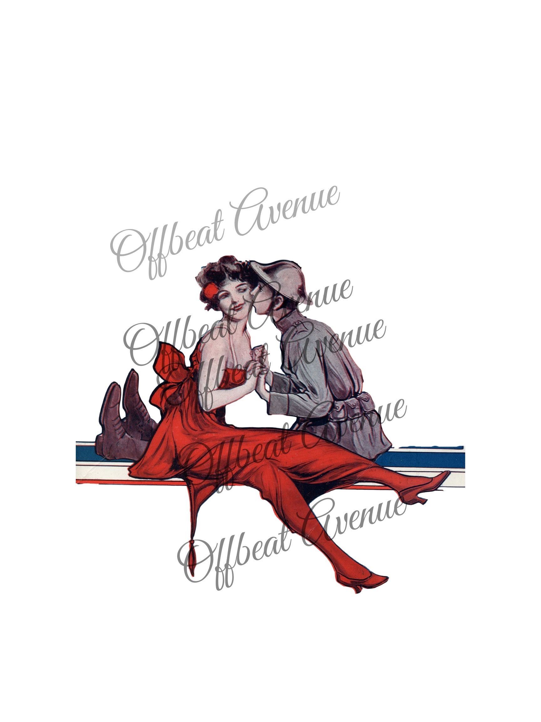 WW1 Clipart Soldier With Pretty Girl in Red Dress Military ...