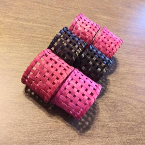 Vintage Napkin Rings Woven Wicker Straw Napkin Holders Table Decor 70&#39;s 80&#39;s Kitchen Dining Room Picnic