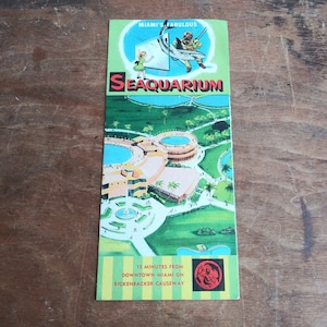 Vintage Seaquarium Broschüre Miami Florida Reise Memorabilia - Karte - Reiseführer -Sightseeing 50er 60er Mid Century Urlaub Ephemera