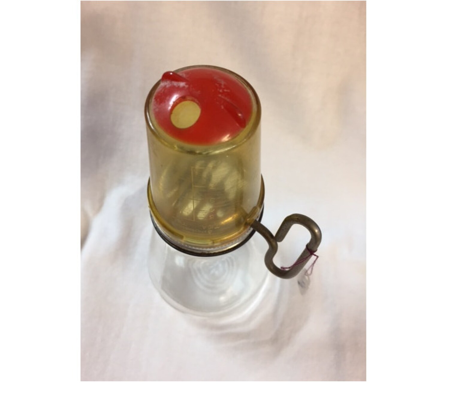 Vintage Glass Nut Grinder W Clear Yellow Measuring Cup Top Etsy
