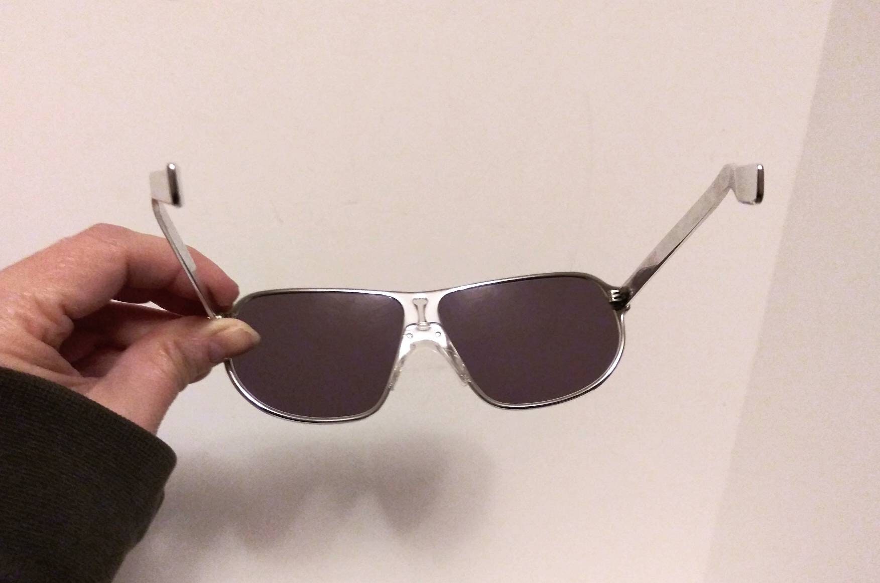 Vintage Foster Grant Sunglasses, Silver Aluminum Frame, Rose