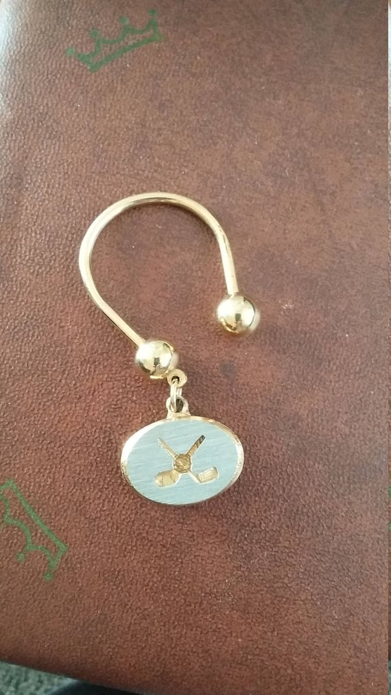 Vintage Keychain Golf Horseshoe Chain Golf Clubs &