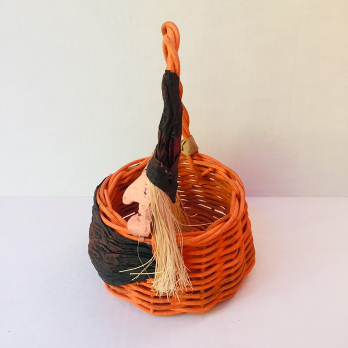 Vintage Halloween Witch Basket small Size with Witch Face Etsy