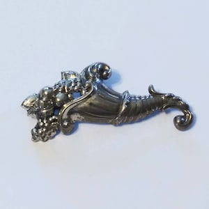 Vintage Brooch Lang Sterling Cornucopia Pin Providence RI Made in USA 40&#39;s 50&#39;s 60&#39;s Mid Century Fine Jewelry Fashion