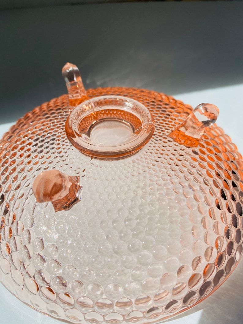 Pink Depression Glass Footed Bowl Hobnail Glass Candy Dish ...