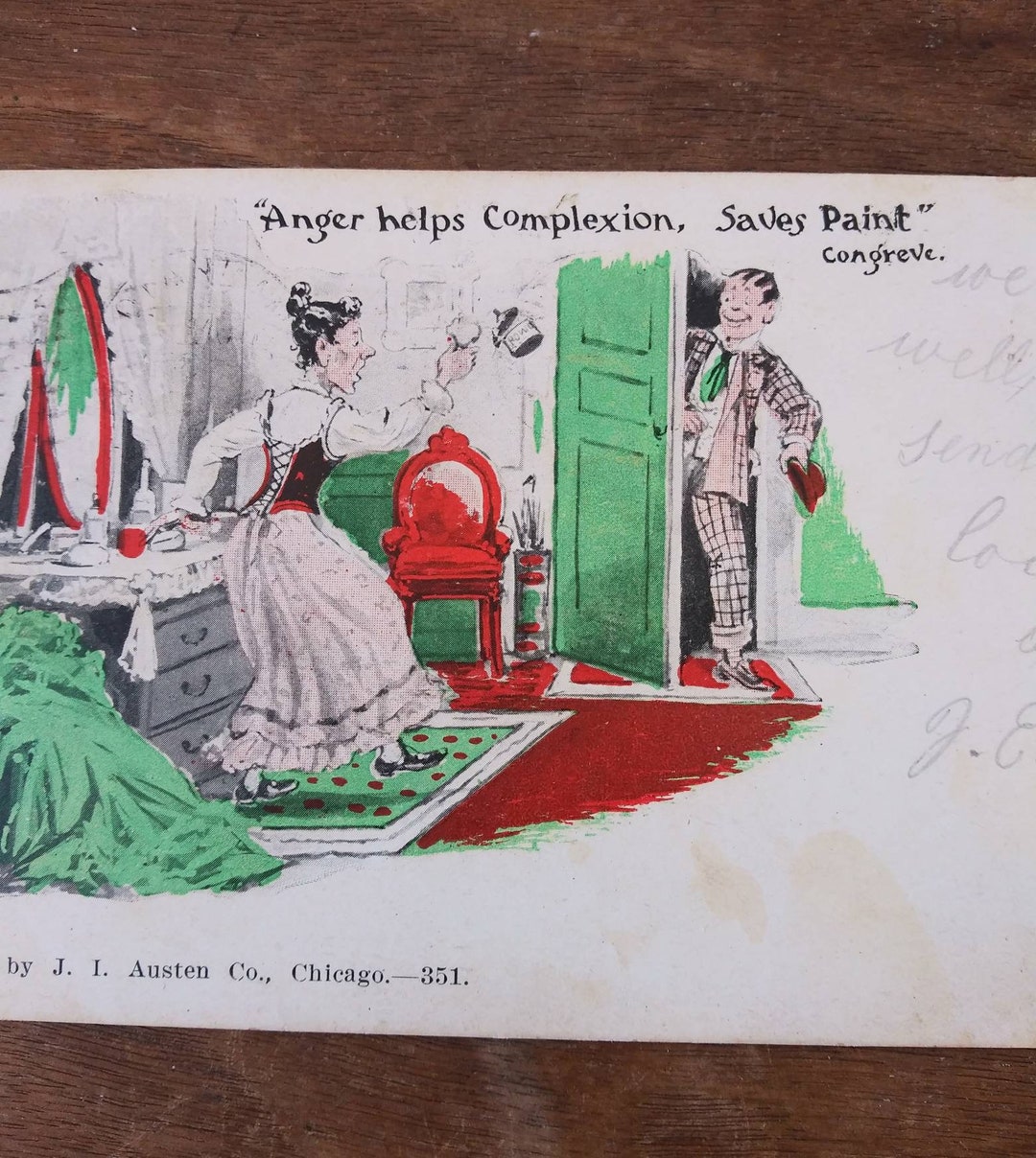 Antique 1906 Postcard: Anger Helps Complexion, Saves Paint - Etsy