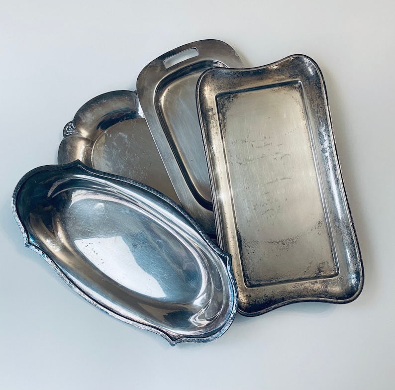 Vintage Small Silver Trays Assorted Oval Rectangle Silver Etsy