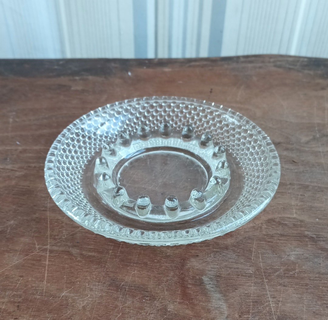 ヴィンテージ クリアガラス ホブネイル灰皿、ミッドセンチュリー 小物