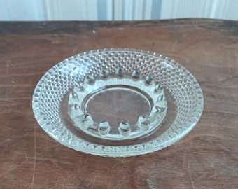 ヴィンテージ クリアガラス ホブネイル灰皿、ミッドセンチュリー 小物