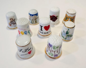 Vintage Keramik Fingerborg Pick One Samlarjubileum Souvenir Födelsedag Älskar dig Amerika Hummel