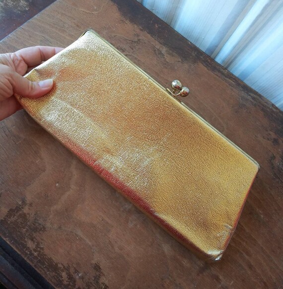 Vintage Gold Lame Clutch: 1950s Metallic Bubble C… - image 3