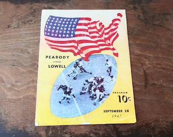 1947 Vintage Football Program: Coke Ad, Peabody vs Lowell