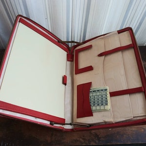 Vintage Red Portfolio Viking Made in England Notebook Binder Organizer Perpetual Calendar RRK 50's 60's Mid Century Office or Small Laptop