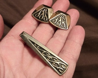 Lot élégant Pince à Cravate Et Boutons De Manchette Vintage