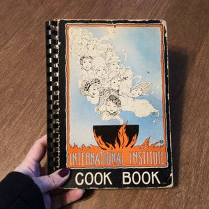 Vintage Cookbook 1938 International Institute Cook Book Lawrence MA 30&#39;s Kitchen World Recipes w Beautiful Illustration Cultural Recipe Book