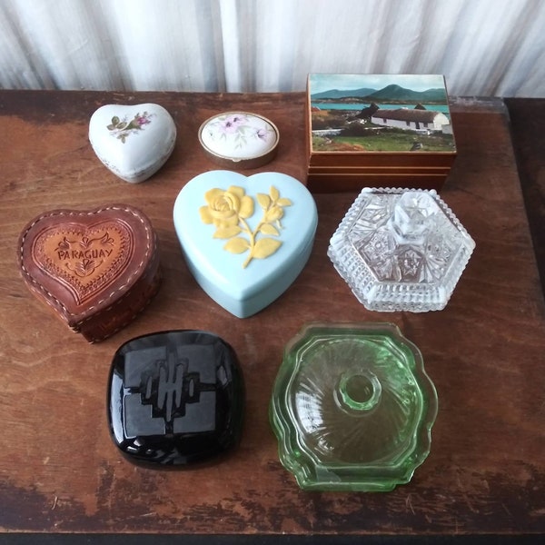 Vintage Box Pick One Heart Shaped, Glass Music Box Little Boxes Reuge Irish Lullaby Leather Hearts Vintage Home Decor Valentine's Gift Box