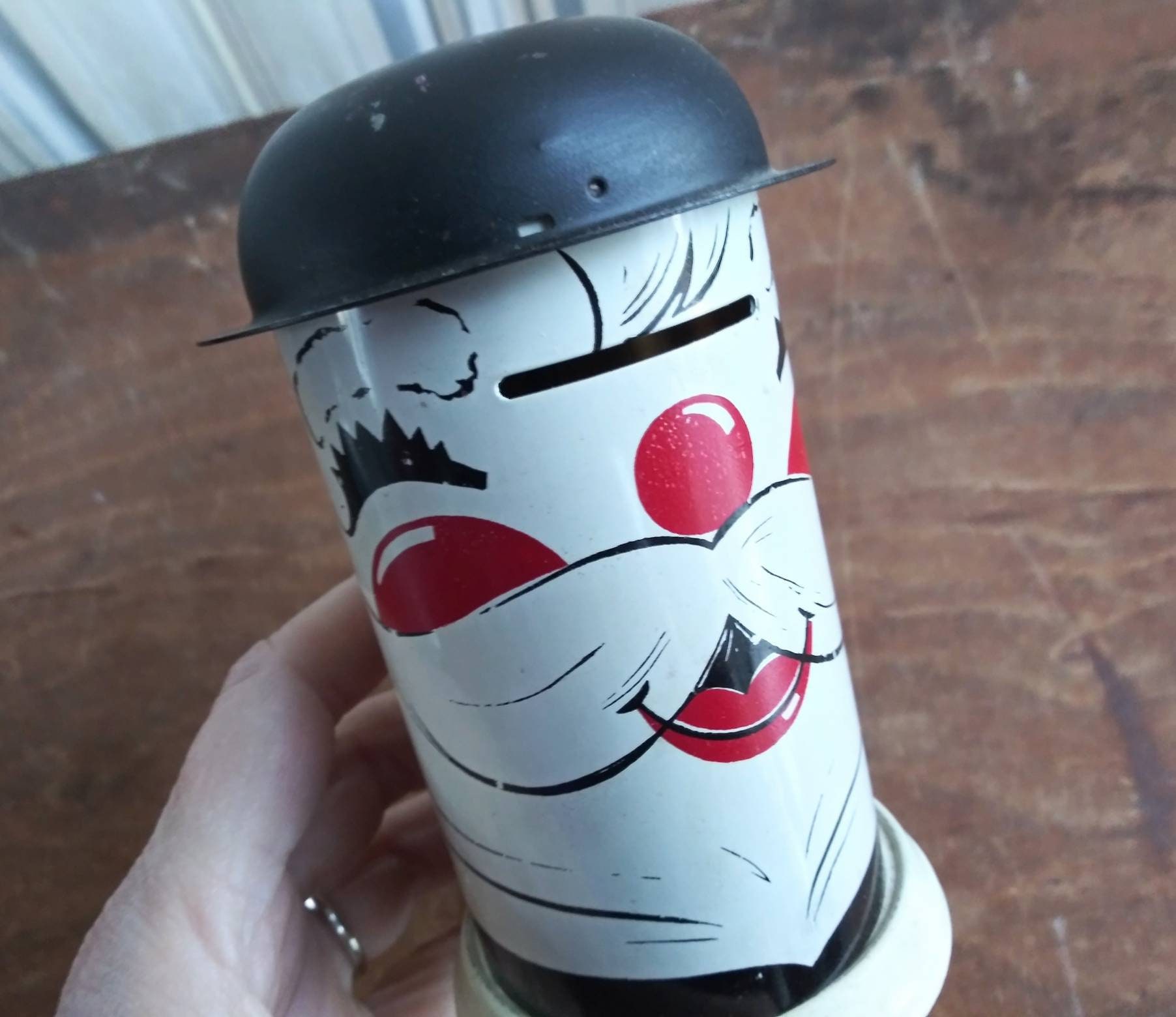 ヴィンテージサンタクロースメタル缶貯金箱、ミリタリーヘルメット 