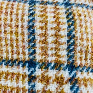 Wool Plaid Fabric Beige Tan Gray Tartan Medium Weight 1.86 yards image 2