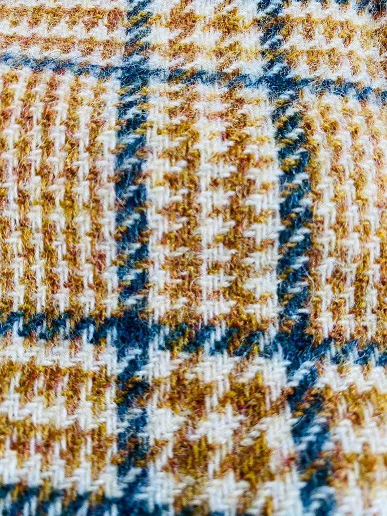 Wool Plaid Fabric Beige Tan Gray Tartan Medium Weight 1.86 yards image 2