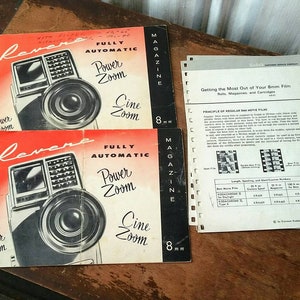 Vintage Kodak & Revere Camera Ephemera Kodachrome Movies 8mm Film Power Zoom Cine Zoom 50&#39;s Mid Century Paper Photography Collectibles