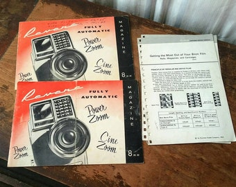 vintage Kodak & Revere Camera Ephemera, guides de film Kodachrome 8 mm