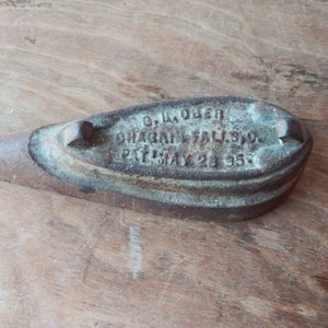 Antique Sad Iron G. H. Ober Chagrin Falls Ohio 1895 Heavy Rusty Pointy Farmhouse Rustic Decor Dug Up Flat Iron Smoothing Iron Vintage Home