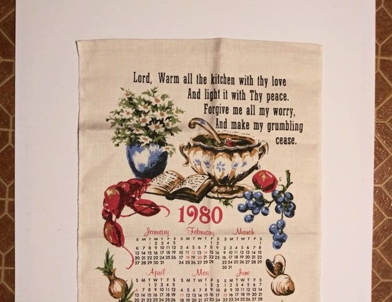 Vintage Tea Towel 1980 Calendar Lobster Boil Flowers & Vegetables Soup  Kitchen Prayer 80's Home Decor Linens - Etsy Denmark