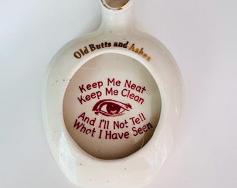Vintage ondersteekasbak keramiek, oude peuken en as Souvenir