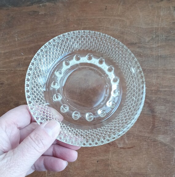 ヴィンテージ クリアガラス ホブネイル灰皿、ミッドセンチュリー 小物