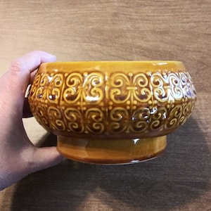 Vintage Butterscotch Bowl or Candle Holder Tiered Pottery Bowl CSP Portugal Chunky Candle Bowl 50&#39;s 60&#39;s Mid Century Home Decor