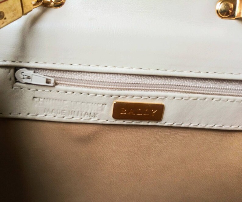 Vintage Bally Handbag Winter White Made in Italy Leather Purse Etsy