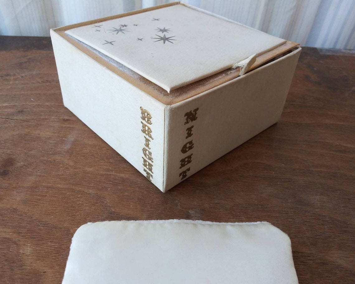 Vintage Powder Bright Night Dusting Powder Box W Puff White & Etsy