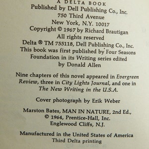 Vintage Book Trout Fishing in America Richard Brautigan 1967 Abstract Novella Prose Poetry 60's Mid Century Culture image 5