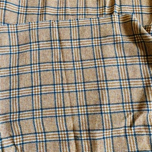 Wool Plaid Fabric Beige Tan Gray Tartan Medium Weight 1.86 yards image 5